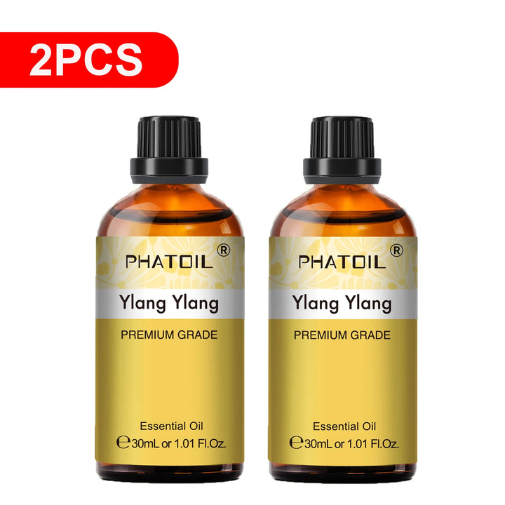 PHATOIL 2PCS Natural Essential Oils Set 30ml Bergamot Lemon Ylang Ylang Lavender Jasmine Vanilla Eucalyptus Aroma Essential Oils