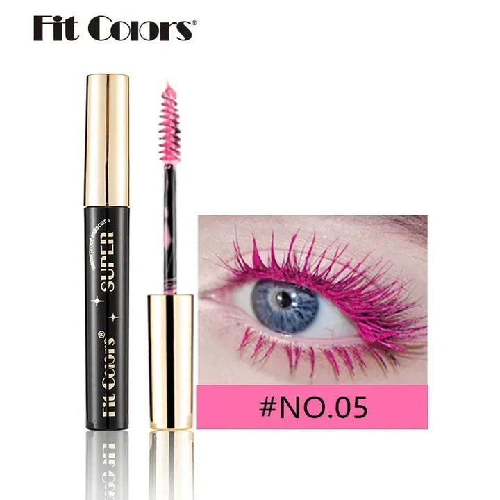 Color Mascara 14 Thick Curl Waterproof Non-smudding Natural Long Lasting Blue White Green Pink Black  Eye Makeup