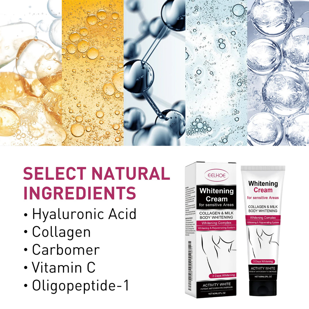 EELHOE 60ml Underarm Whitening Cream Dark Skin Improve Melanin Pigmentation Bleaching Brighten For Underarms Knees Elbows Care