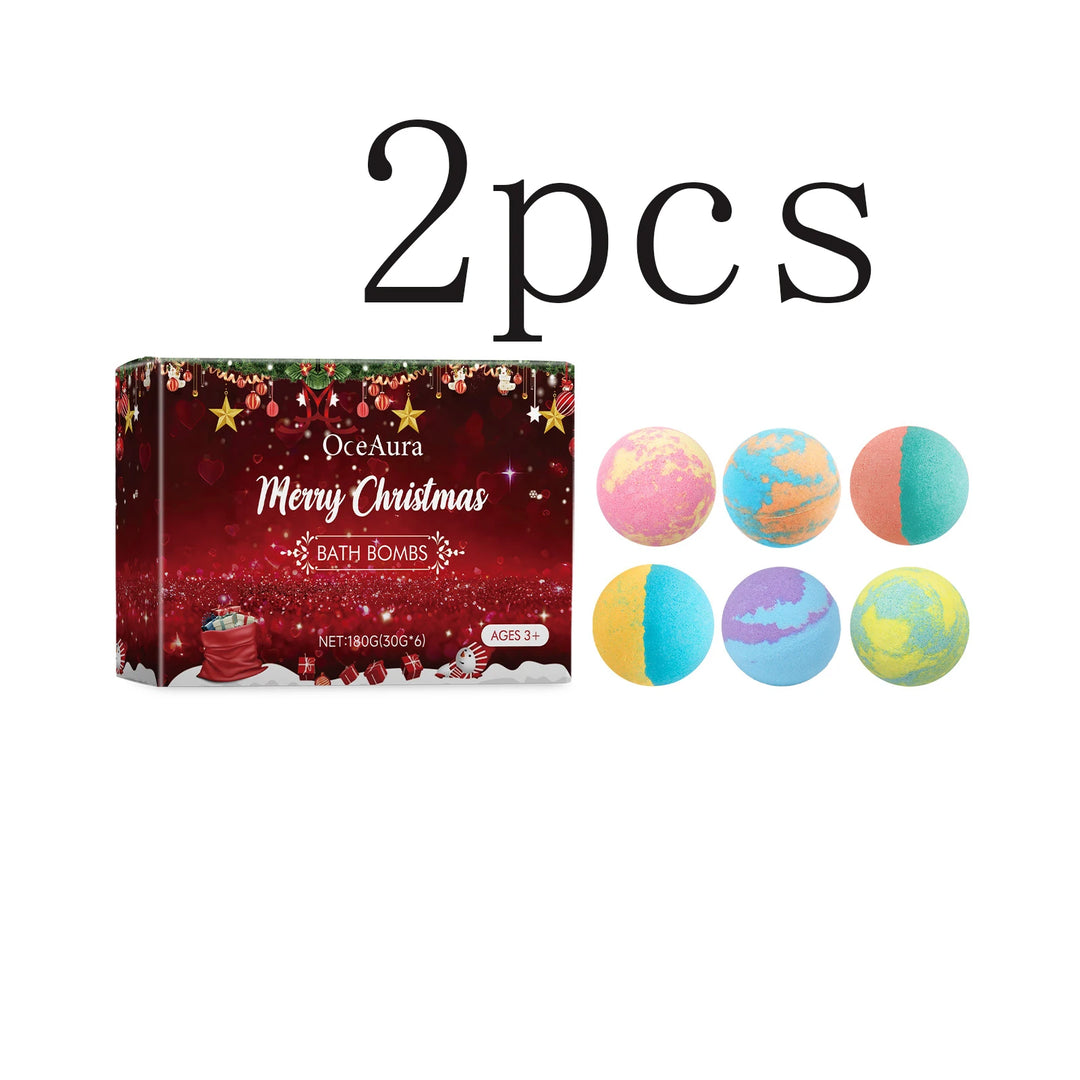 Christmas Bath Bombs - Floral Scented Fizzing Bath Salts With Skin-Softening Oils, Long Lasting Fragrance & Bubbles