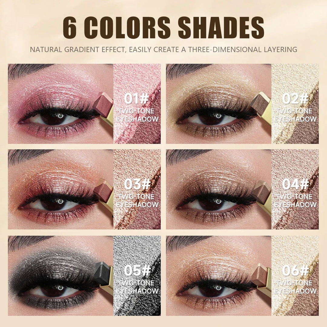 1pc PECOLOVERS Aurora Shimmer 2-Tone Gradient Glitter Eyeshadow Stick - Long-Lasting, Waterproof, Formaldehyde-Free