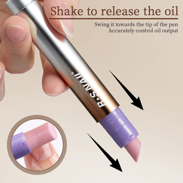 RSNAIL 3-in-1 Cuticle Oil Pen with Ceramic Nail Pusher for Hangnails Dry & Damaged Nails -Nail Care Pen for Repair & Nourishment