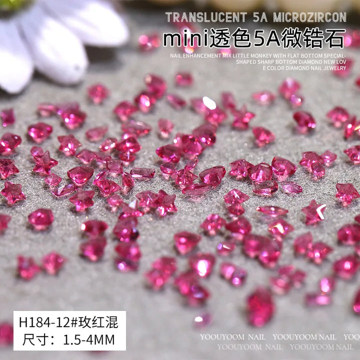 50PCS Sparkle Mini 5A Zircon Translucent Glitter Sharp Diamonds Crystal Nail Art Rhinestones Jewel Decorations Manicure Charms
