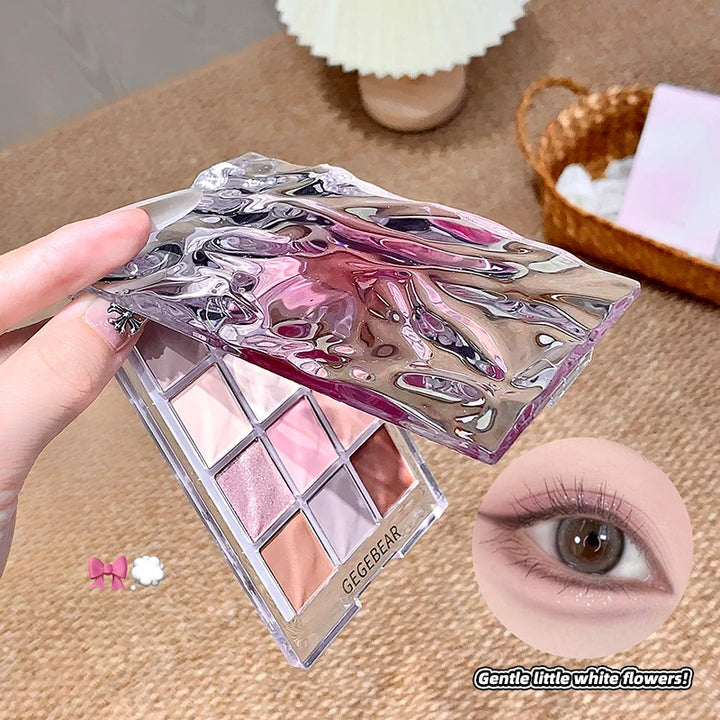 Gege Bear Water Wave Eye Shadow Plate 12 Color Eye Shadow Natural Fine Flash Matte Eye Shadow Plate