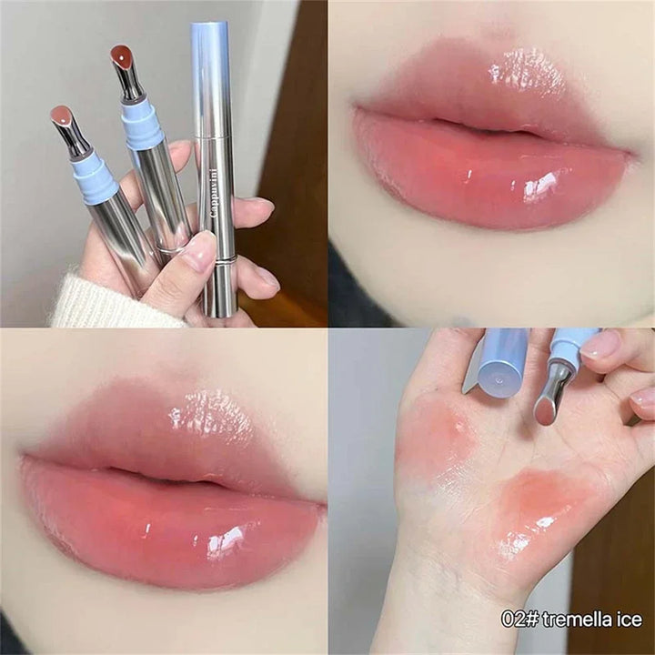Metal Head Ice Diamond Essence Lip Tint Mirror Water Light Glass Lip Gloss Reduce Lip Wrinkles Moisturizer Lips Pluming Care