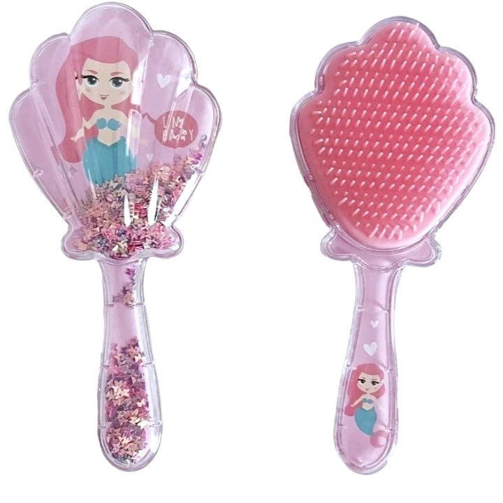 Mermaid Detangler Hair Brush Detangling Hair Comb Shell Glitter Comb Hairbrush Massage Scalp Detangler for Dry Wet Hair Kid Girl