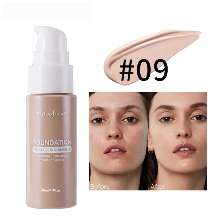 12 Shade Liquid Foundation with Long Lasting Oil Control Concealing Hydrating Lightweight Fine Texture and Non Cakey 1PCS