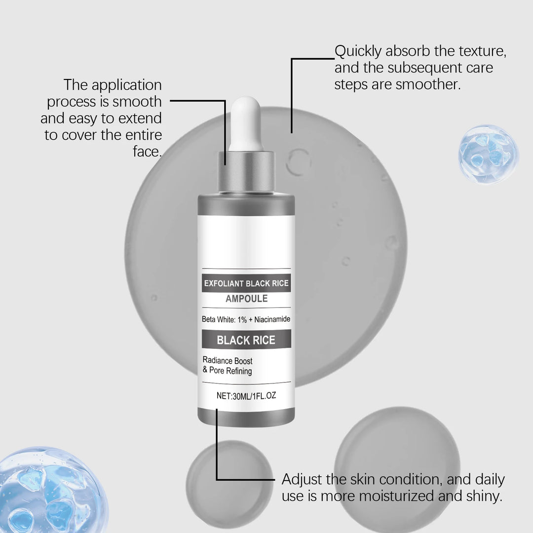 Black Rice Exfoliating Ampoule Serum Gentle Face Body Scrub for Dead Skin Removal Daily Moisturizing Peeling for All Skin Types