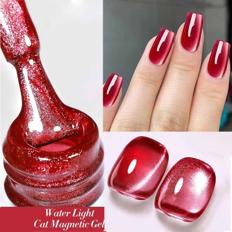 BORN PRETTY Sparkling Glass Bead Cat Magnetic Gel Nail Polish Flash White Spar Red Color Semi Permanent Soak Off UV Gel Varnish