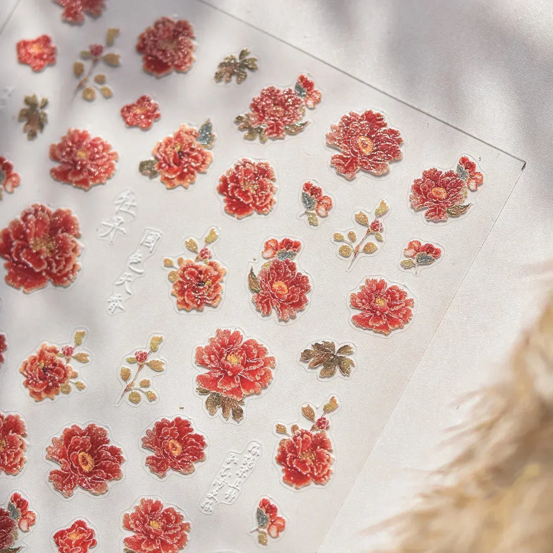 Lace Garden Bowknot Bow Tie Rose Flower Petal Pearl Irregular Border Self Adhesive 5D Nail Art Decoration Sticker Manicure Decal