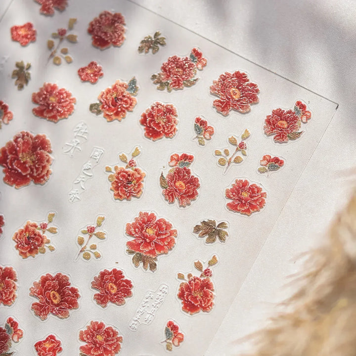 Lace Garden Bowknot Bow Tie Rose Flower Petal Pearl Irregular Border Self Adhesive 5D Nail Art Decoration Sticker Manicure Decal