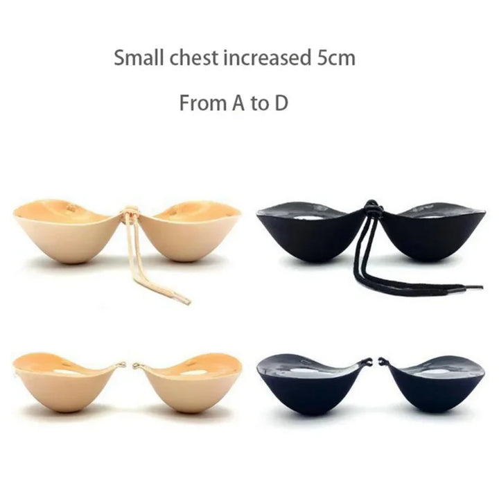 6cm Lift Silicone Adhesive Bra - Waterproof Invisible Push Up for Wedding & Backless Dresses, Natural Curve for Small Chest