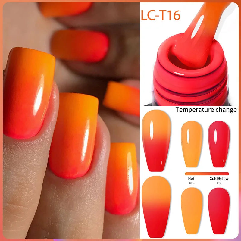 LILYCUTE 7ML Auroras Thermal Gel Nail Polish Nude Dark Purple Glitter Gradient Temperature Color Changing Nail Art Gel Varnishes