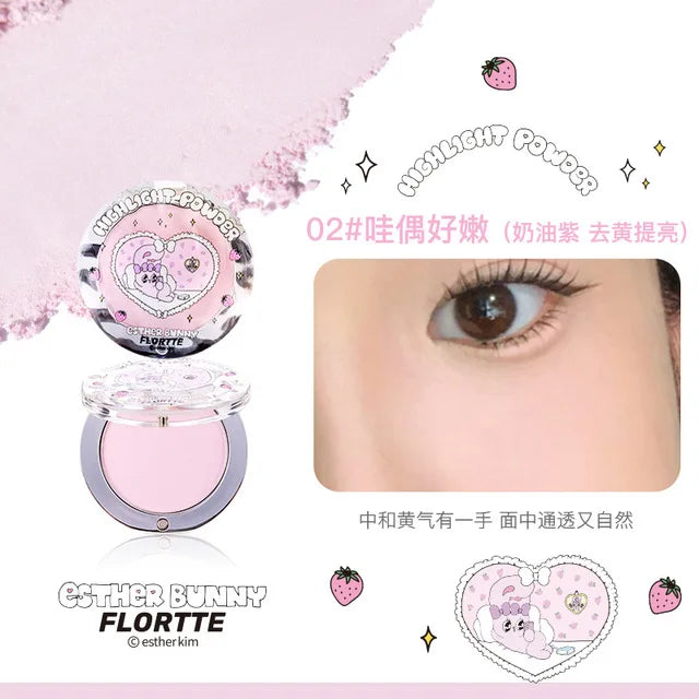 FLORTTE BUNNY Single Highlight Powder Facial Highgloss Natural Brightening  Blush Cream Brightening Liftup Face 3D Stereoscopic