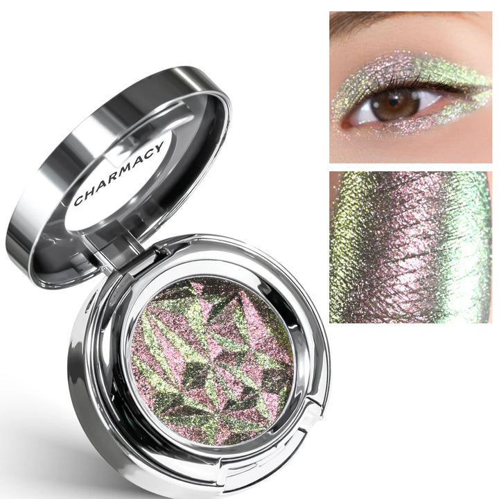CHARMACY Chameleon Glitter Eyeshadow Color Shift High Pigment Single Eyeshadow Smooth Blendable Formula Eyeshadow for Party