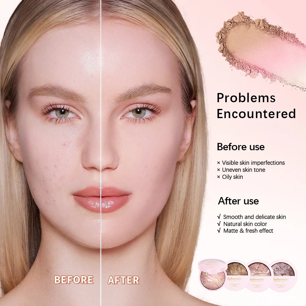 Matte Face Foundation Bronzer Pressed Powder Compact Long Lasting Oil Control Translucent Loose Setting Powder For Face Makeup
