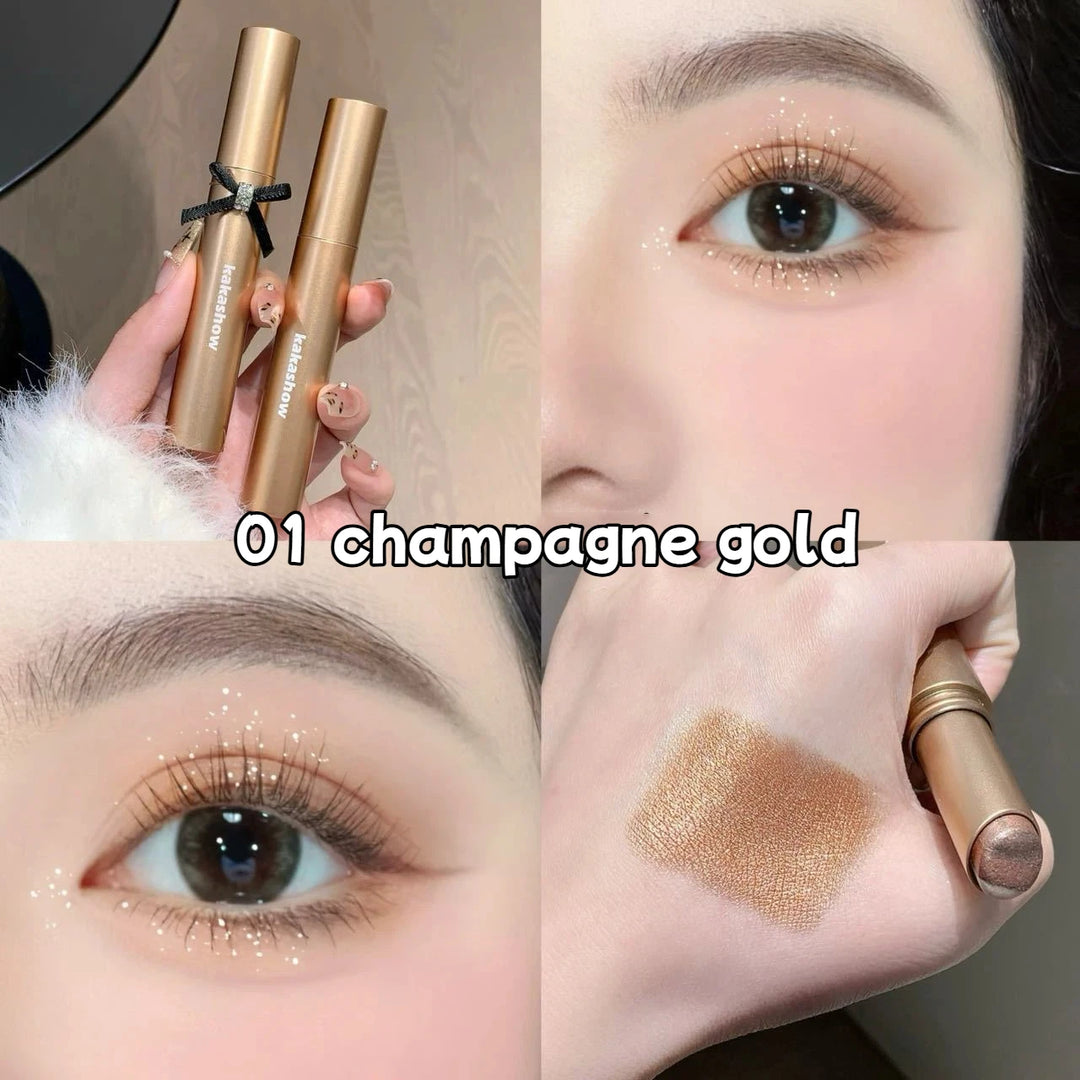 3 Colors Gradient Eyeshadow Stick Sparkling Pearl Cream Stick Long Lasting Eye Makeup Lazy Easy Blend for Daily Eye Shadow