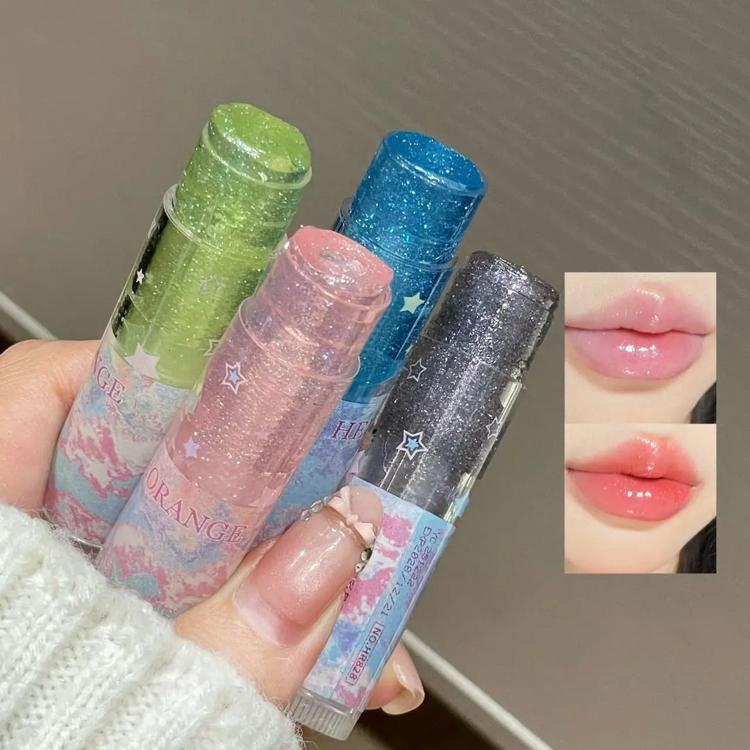 Herorange Glitter Star Lip Balm Moisturizing Repair Shiny Plump Lips Multi-Use for Daily Base Makeup