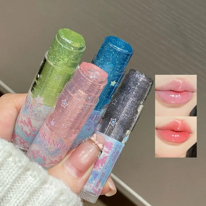 Herorange Glitter Star Lip Balm Moisturizing Repair Shiny Plump Lips Multi-Use for Daily Base Makeup