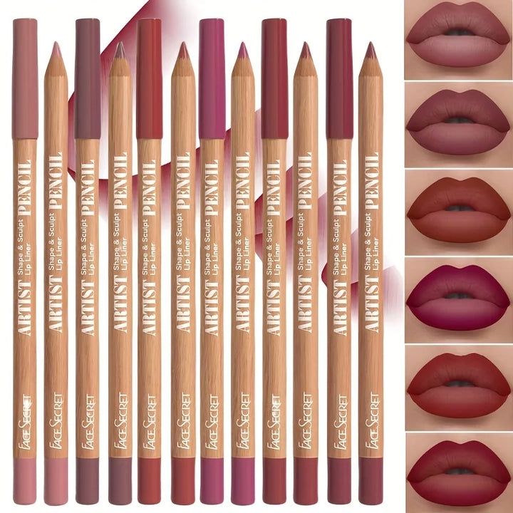 6pcs Velvet Matte Lip Liner Set - Long-Lasting Versatile Shades Longlasting Lip Makeup Berry, Brown, Pink Lip Pencil