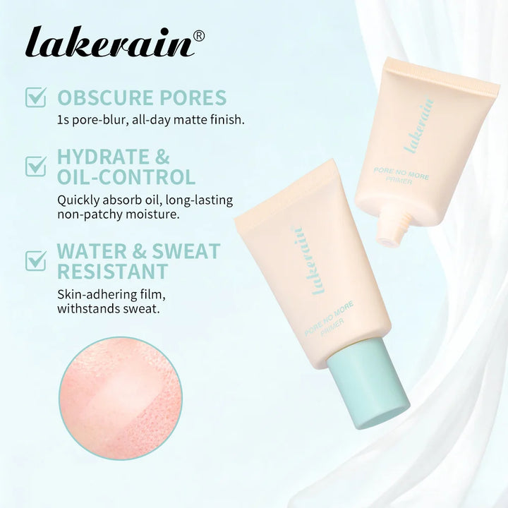 Lakerain Pore No More Primer Moisturizing Long-Lasting Oil Control Matte Finish Primer Water & Sweat Resistant Base Makeup