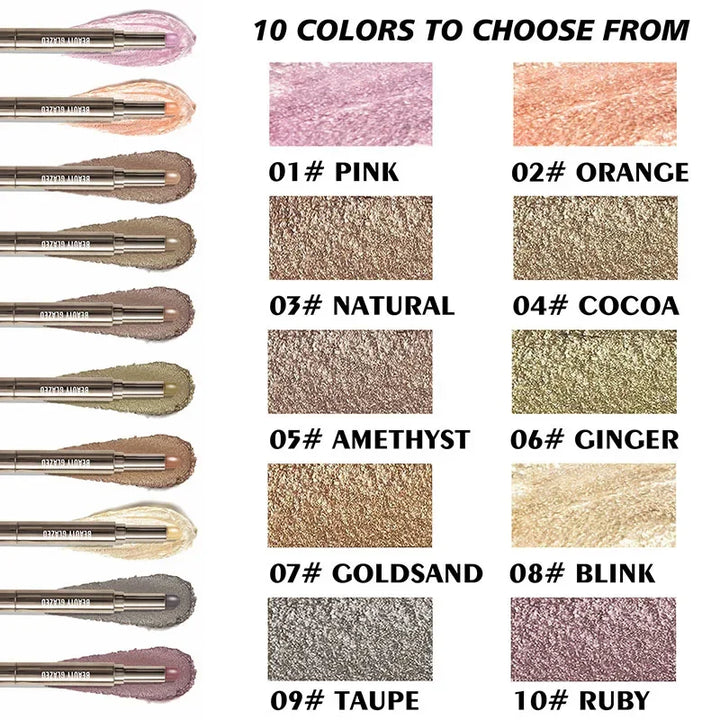 10 Color Double Ended Eye Shadow Stick With Sponge Brush Pearlescent Lasting Eyeshadow Pen Contouring Portable Makeup Cosmetics