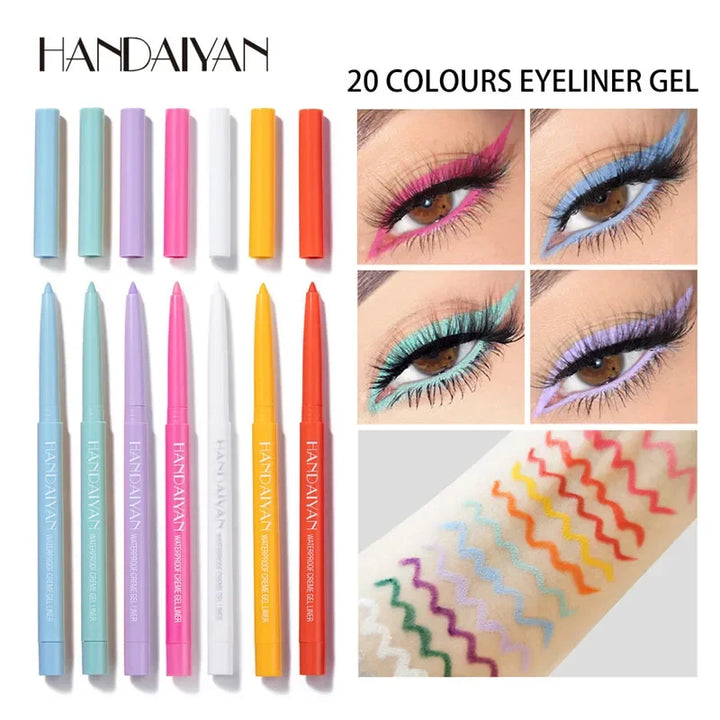 20 Colors Waterproof Matte Eyeliner Gel Long Lasting Professional Sweatproof Non-smudge Multicolor Ultra-fine Eyeliner Pencil