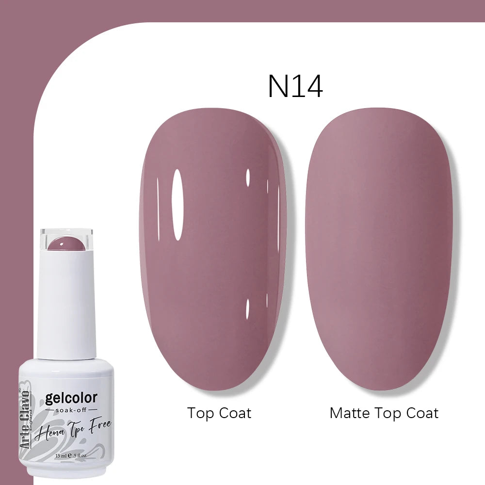Arte Clavo Solid Color Gel Nail Polish 15ml Soak Off UV LED Gel Semi-Permanent Glitter Polish For Manicure Nail Art Salon Gel