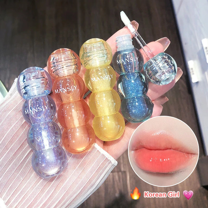 Lip Set Plump Lip Oil long-lasting Moisturizing Lip Gloss Mirror Water natural Transparent No Sticky Gloss Pearl Lip Glaze