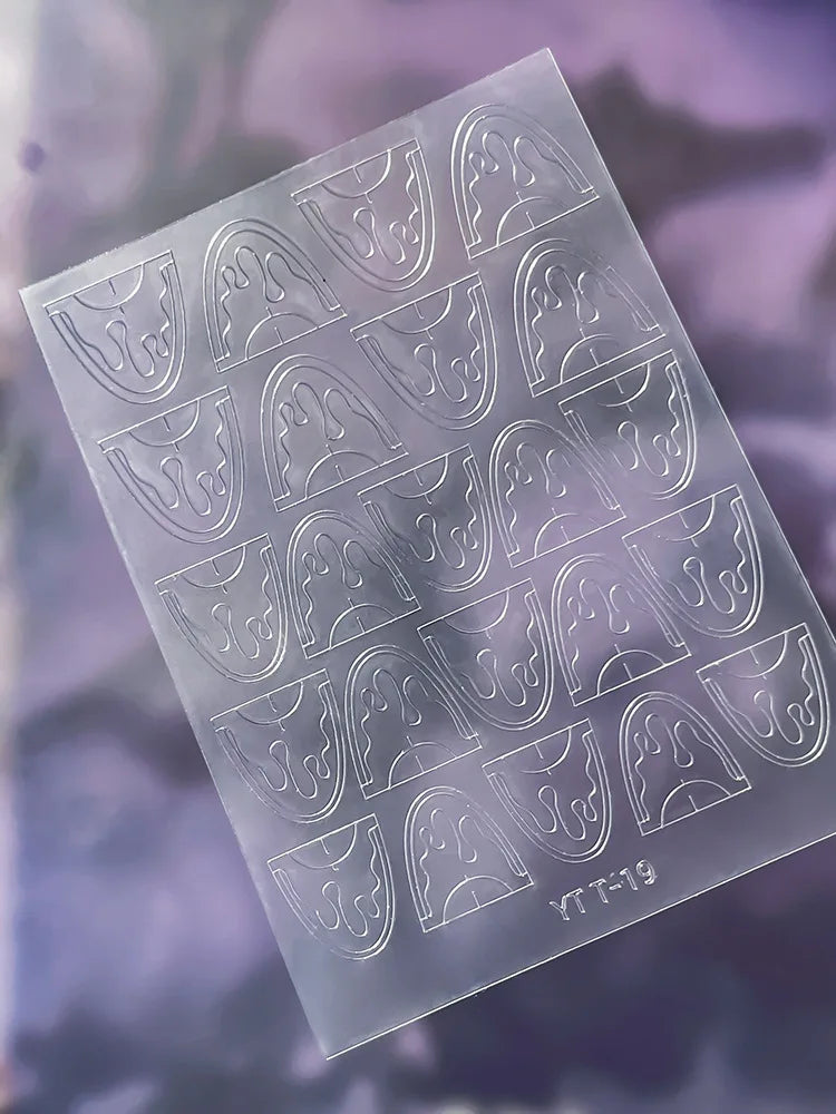 3D Checkered Transparent Spray-painted Nail Art Accessories Sticker French Line Heart-shaped Butterfly Nail Decorations Stickers
