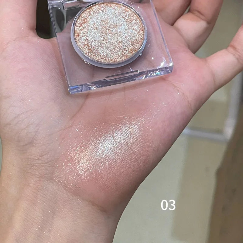 Aiccia Clear Square Single Eyeshadow Fine Glitter High Pigment Shimmer Easy for Beginner Daily Eye & Highlight Makeup