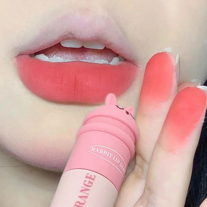 Cute Rabbit Matte Lip Mud Liquid Lipstick Waterproof Rose Lip Gloss Lasting Waterproof Smoky Nude Purple Lip Tint Korean Makeup