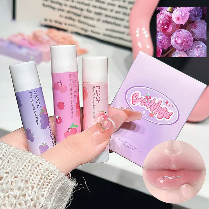 1/3Pc Fruit Lip Balm Moisturizing Clear Lip-Primer Mask Cute Jelly Tinted Lip Stick Lighten Lines Plump Lip Care Makeup