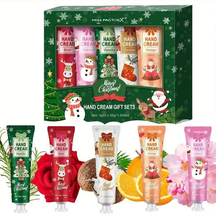 5Pcs/Box Christmas Hands Care Cream Set Deep Moisturizing Women Essential Hand Care Product For Autumn And Winter Gently Nouris