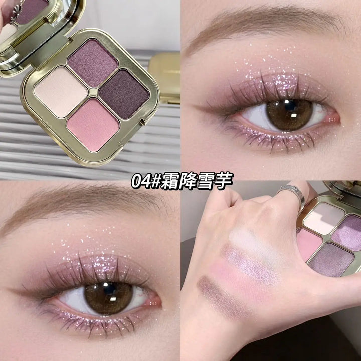 Eye Shadow Quad Sunset Magic Eye Shadow Plate (Pearl Matt Bright Ground Color, Daily Makeup Eye Shadow)