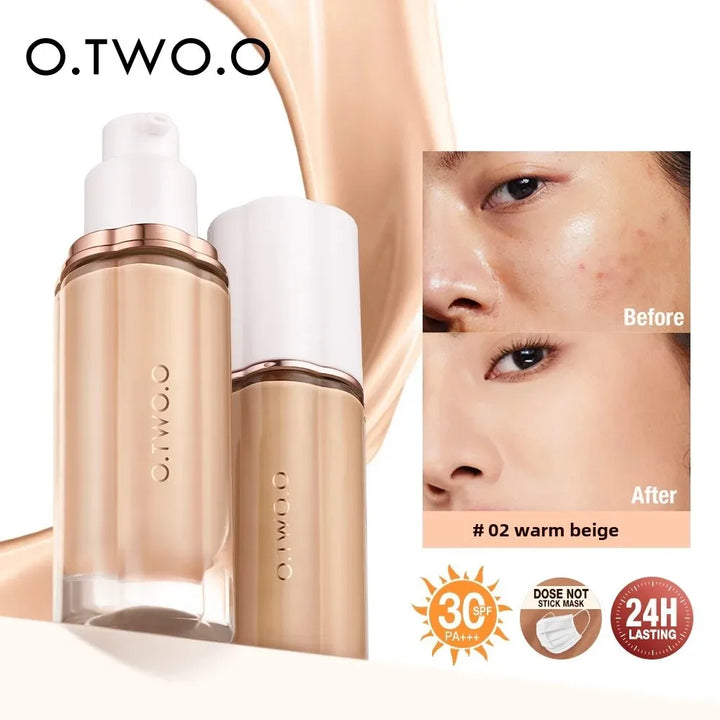 Liquid Foundation Cream 30ml Full Coverage Makeup Base SPF30 Waterproof Long Lasting Concealer Smooth Matte Finish