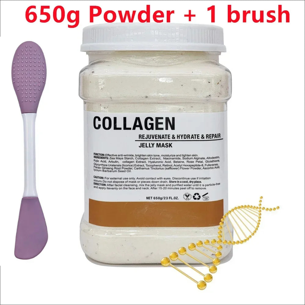 650g Chamomile Hyaluronic Acid Facial Moisturizing Mask Powder with Silicone Brush Increasing Skin Elasticity Rose Jelly Mask