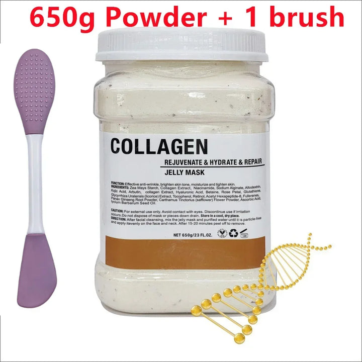 650g Chamomile Hyaluronic Acid Facial Moisturizing Mask Powder with Silicone Brush Increasing Skin Elasticity Rose Jelly Mask