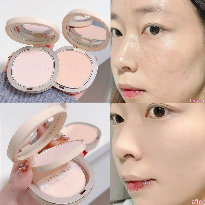 Pressed Powder Transparent White Brighten Oil Control Waterproof Concealer Lasting Natural Face Makeup Setting Powder Cosmetic
