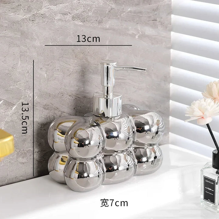 Luxury Bathroom Decor Set Ceramic Mouthwash Cup Lotion Bottle Sub Bottling Shower Gel Shampoo Bottle Bathroom Accessories Set