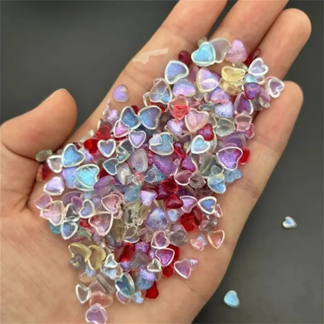 50pcs Japanese Kawaii Heart Accessories Resin Nail Art Charms Cartoon Love Nail Decorations Mixed Sizes Manicure Rhinestones DIY