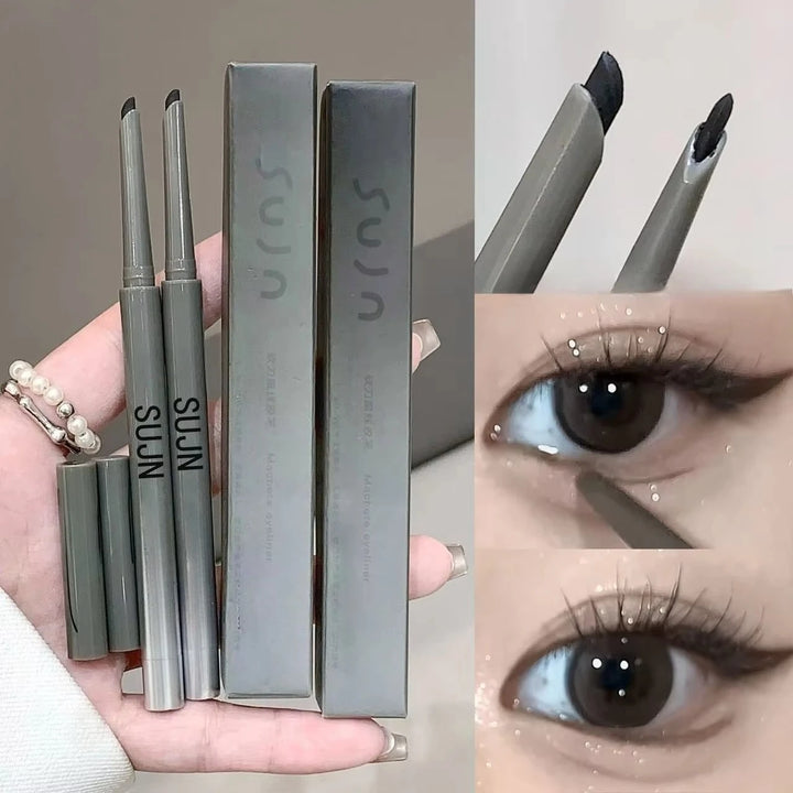 1Pc Matte Wine Red Silky Long-lasting Eye Liner Gel Pencil Lasting Smooth Easy To Color Waterproof Flat Head Eyeliner Eye Makeup