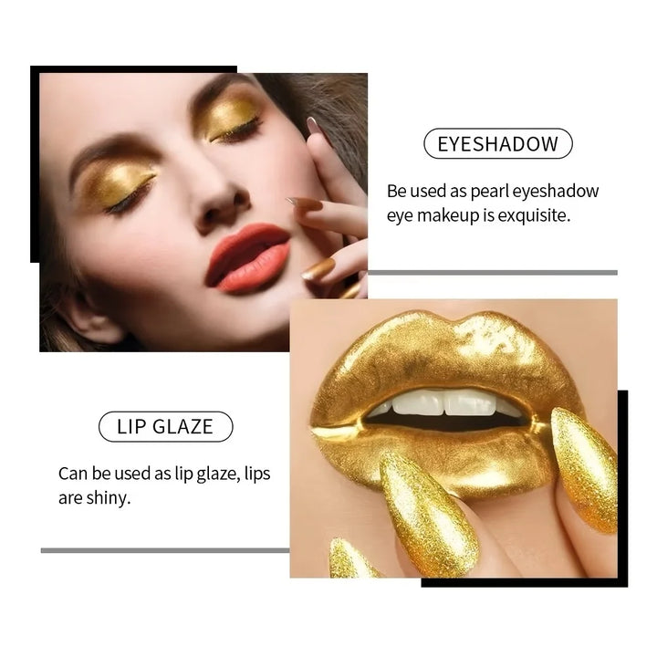 Golden Liquid Eyeshadow Liquid Mermaid Pearlescent Shimmer Eyeshadow Liquid Lip Glaze Color Rendering Shiny Dual-use Lip Gloss