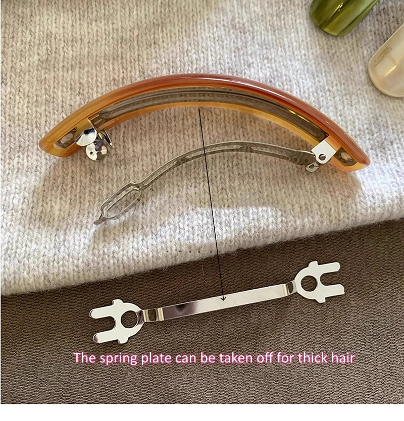 Acetate Hair Clips For Women French Style Curve Barrette Clip Beige Green Brown Hairpin For Thin & Thick Hair Non-slip Accessory