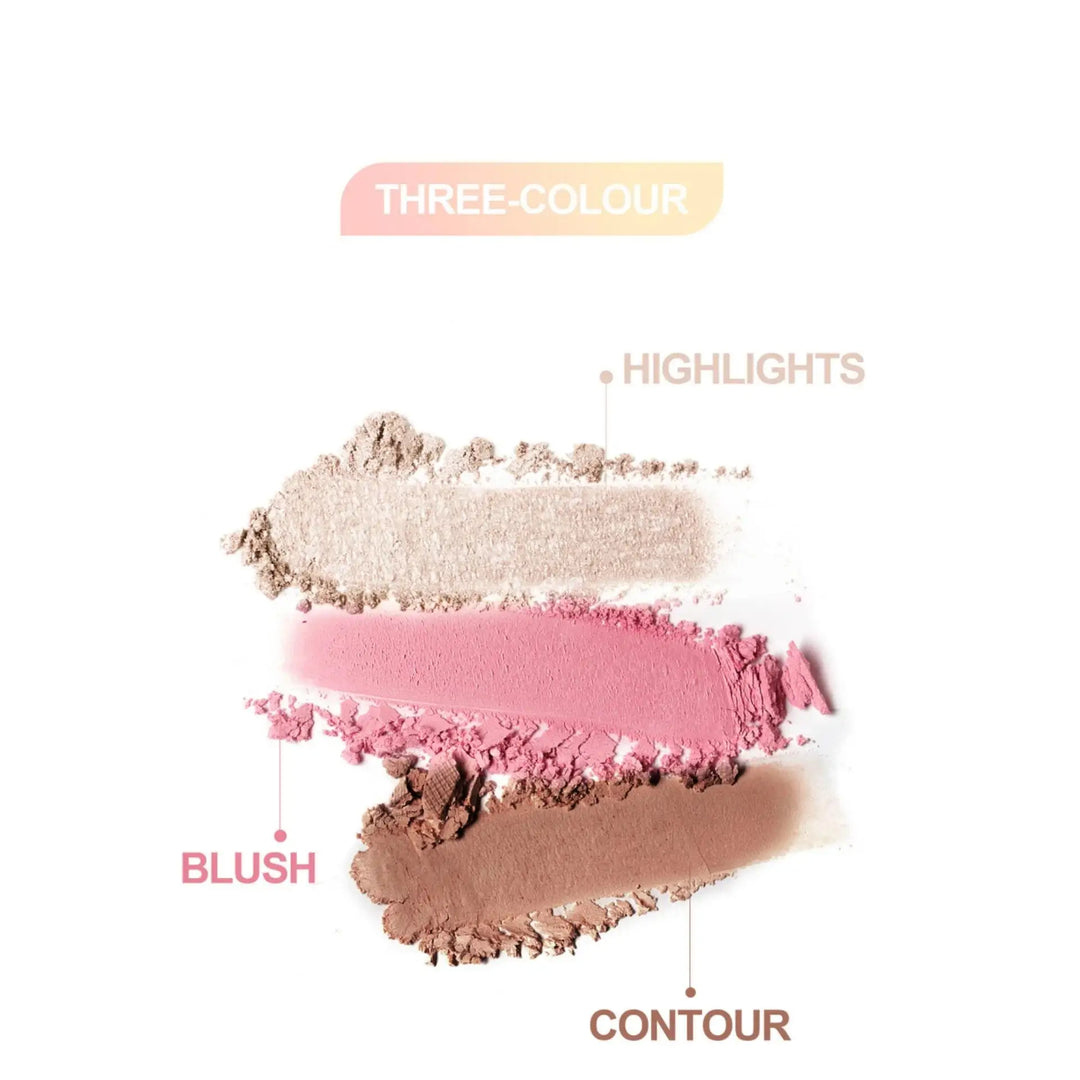 3 in 1 Multifunctional Matte Highlighter Contour Blush Palette Pearly Shiny Face Powder Cosmetics for Professional Makeup