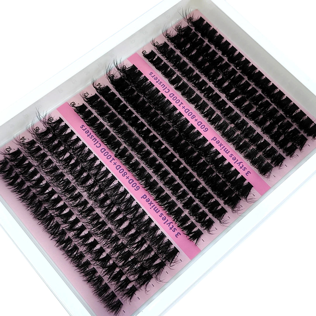 New 15Rows DIY 5D Fluffy Lash Clusters 60D-200D Thick Eyelash Clusters Wispy Individual Lashes 10-20mm Cluster Eyelash Extension