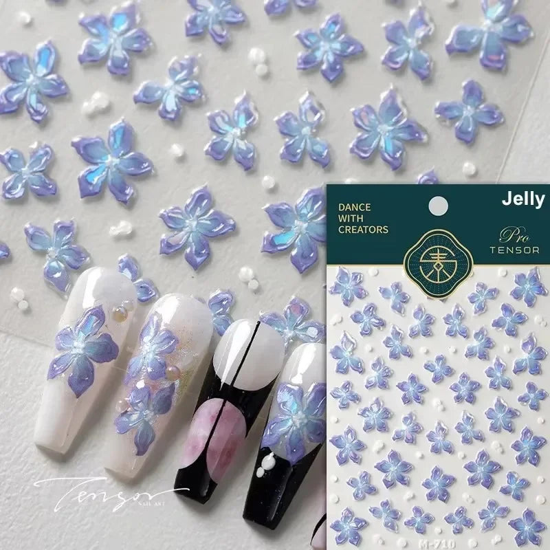 Hipster Pure White Flowers Rose Spring Lily Peony Camellia Daisy Jelly Cherry Blossom Magnolia Nail Art Stickers Manicure Decals