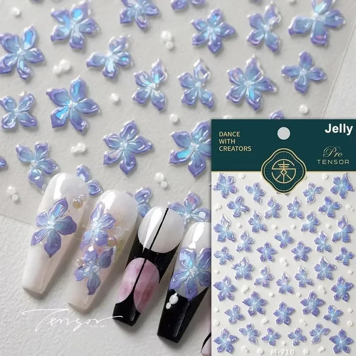 Hipster Pure White Flowers Rose Spring Lily Peony Camellia Daisy Jelly Cherry Blossom Magnolia Nail Art Stickers Manicure Decals
