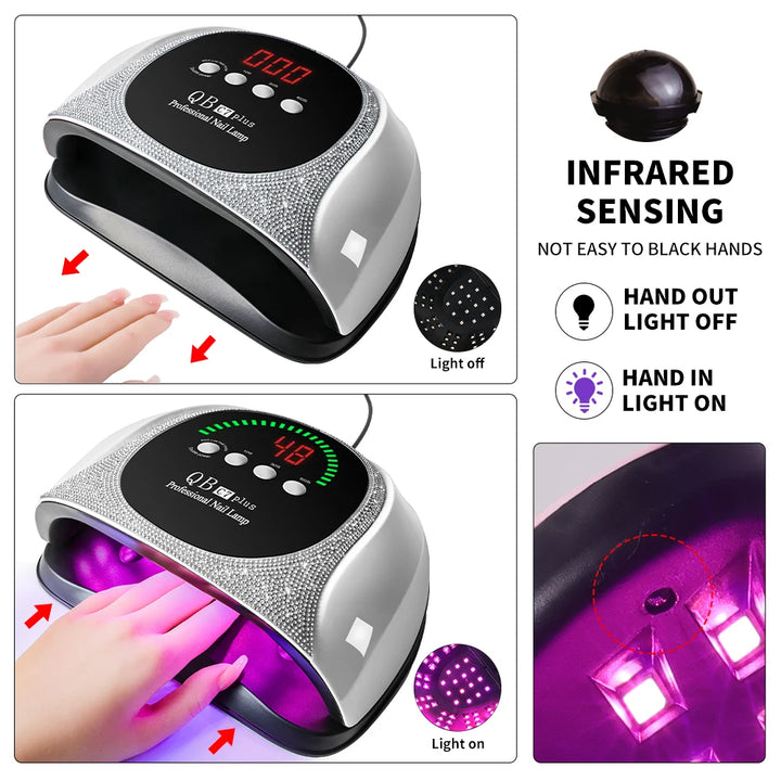 Professional Nail Dryer 57 LED Nail Art Lamp Diamond Drying Lamp with LCD Screen Can Quickly Cure All Nail Polish Gel Equipment