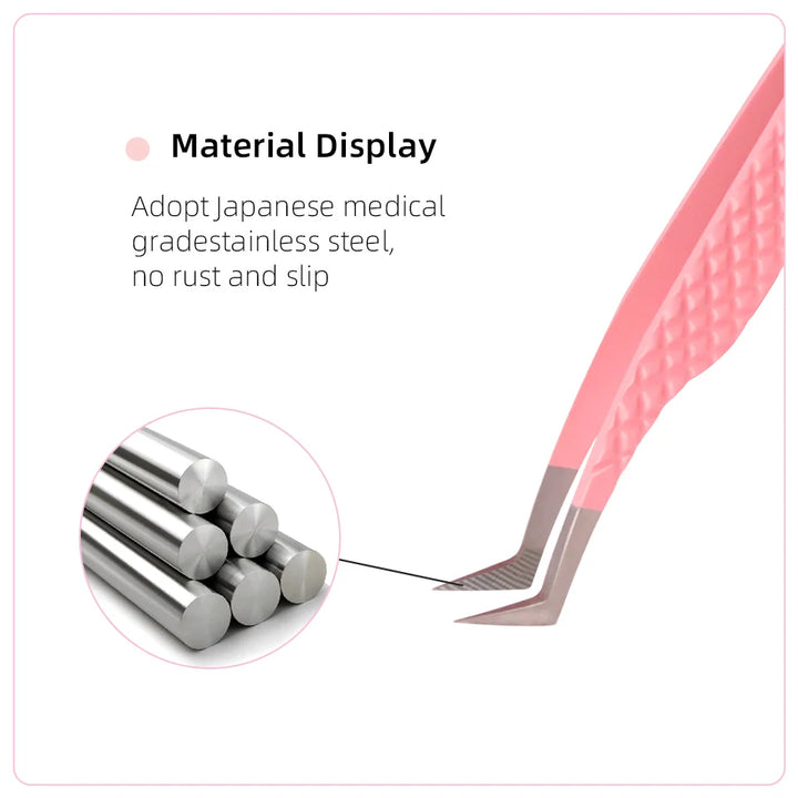 Eyelash Extension Tweezers Stainless Steel Volume Eyelash 3D accurate Clip Fiber Tip High Precision Makeup Tool Curved Tweezers